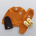 2PCS Children's Set Spring and Autumn Simple Little Bear Head Round Neck Long Sleeve Pants