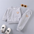 2PCS Children's Set Spring and Autumn Simple Little Bear Head Round Neck Long Sleeve Pants