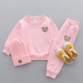 2PCS Children's Set Spring and Autumn Simple Little Bear Head Round Neck Long Sleeve Pants